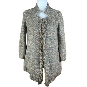 Anthropologie Sparrow Multi Color Open Front Linen/Wool Cardigan Size Small 📦